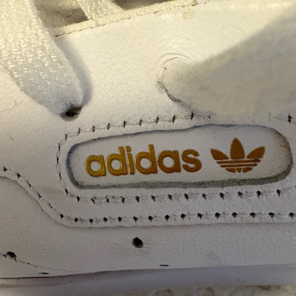 Adidas White and Gold Logo Sneakers - Picture 2 of 8